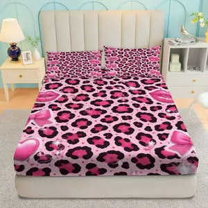 Leopard Print Bedding Set for Y2K Girls, Fitted Sheet + Pillowcases, No Pillow Inserts, Bedroom, Dorm & Rental