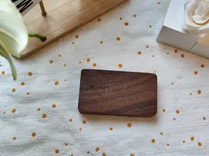 Walnut Wooden for Wedding Ceremony, Small Slim Flat Ring Case for Proposal,  Jewelry Gift Storage Box