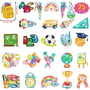 25pcs Diamond Painting DIY Handmade Puzzle Cartoon Pattern Round Drill Mosaic Stickers Gift Set, Educational Craft Kit for Kids & Adults