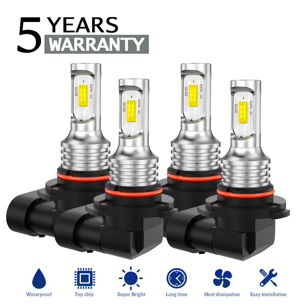 4PCS 9006 9005 LED Headlight KIT Combo Bulbs 10000K High Low Beam Super Bright White,Extremely White 1:1 Mini Halogen Size HB3 & HB4 Accessory High Low Beam w/o Cooling Fan, Plug and Play, For Chevy Ford GMC Honda Toyata Nissna Dodge Ram