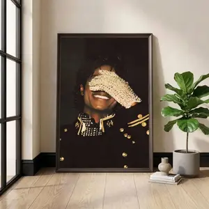 Michael Jackson Poster, King of Pop Wall Art, Vintage Music Photography, Rhinestone Glove Print, 80s Pop Culture Decor, Retro Music Gift
