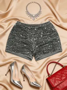 Women's Sequin Mini Sexy Fashion Slim Fit Shorts, Perfect for Christmas, New Year Party, Easter, Concerts, Casual Vacations