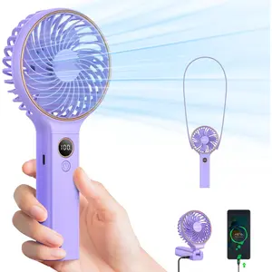 Handheld Fan, Portable Fan, 5000mAh Rechargeable , 6 Speed Wind, LED Display, Personal Mini Travel Fan with Backup Power, Hand Held Fan USB Foldable Electric Fan for Women Girl