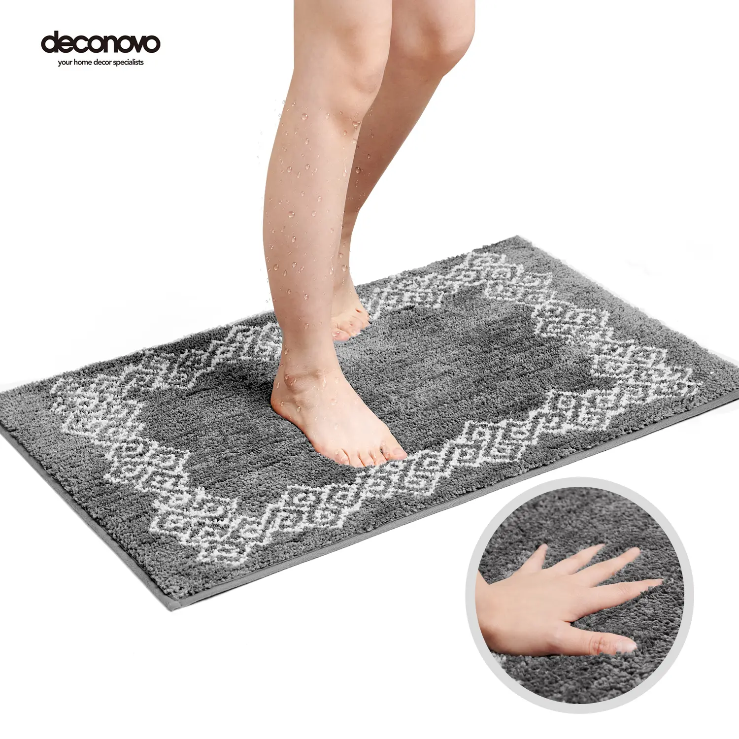 Deconovo High-Density Ultra-Plush Nonslip Bathroom Rugs - Rectangle Bath Accessory, Absorbent Machine-Washable Shaggy Runner for Tub, Shower, Pet Use