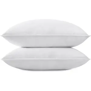 Grey Goose  Down Pillows for Sleeping(2 Pack)- Standard Size(20INx26IN), Goose &Down Filling,  Cotton Cover,  Down Proof, Machine Wash, White