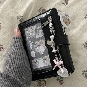 Transparent Window Japanese Style Notebook, M5 Ring Binder, PU Leather Strap, Detachable DIY, High Aesthetic, School Supplies