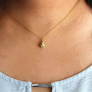18k gold plated seashell necklace-18k gold platSeashell Stud Earrings-personalized seashell necklace-custom seashell choker-Dainty Necklaces