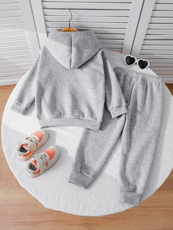 Girls' Witch Hunter Corps Warm Hoodie & Joggers Set, Cozy Fleece Lined Outfit For Fall & Winter