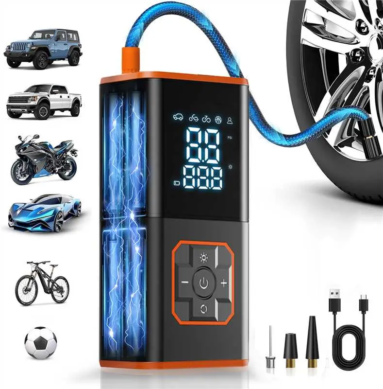 【DealsForYouDays】Portable Wireless Car Air Compressor Tire Inflator 180PSI with Digital LCD Display 25000mAh Battery 3x Faster Inflation for Car Bicycle Motorcycle Tires Balls