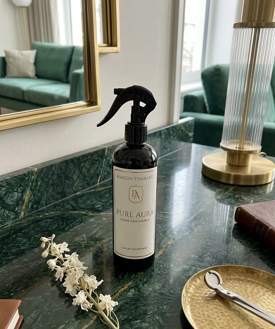 Pure Aura Luxury Scented Room Spray - Baccarat-Inspired Home Fragrance Decor with Sweet Amber, Vanilla, Jasmine, Amberwood, Fine Mist for Even Distribution, Phthalate-Free, Long-Lasting Premium Hotel-Style Indoor Air Freshener, Linen-Ready Refresh Mist