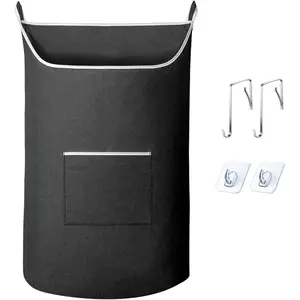 XL Hanging Laundry Hamper Bag, Black Door Hanging Hamper with Large Openging Hanging Laundry Hamper Storage Bag Large Size 36X22 Inch (Black)