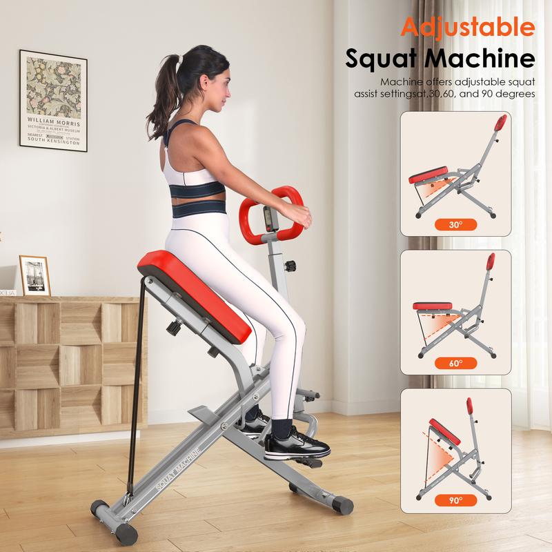 Dland Squat Machine Glutes Workout Adjustable Resistance Foldable Exercise Equipment Leg Exercise Machine with 350lbs Weight Capacity for Women, Rowing Machine, TikTokShopBlackFriday Hiit Killer Lcd Display