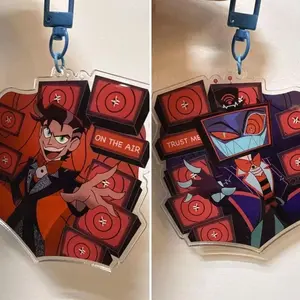 hazbin hotel vox / Vincent double sided premium acrylic keychain blue metal clip PRE ORDER