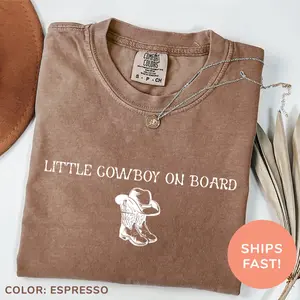 Comfort Colors Little Cowboy On Board Shirt, Cowboy Pregnancy Announcement Shirt, Western Baby Reveal Shirt, Maternity Shirt,Mom To Be Gift