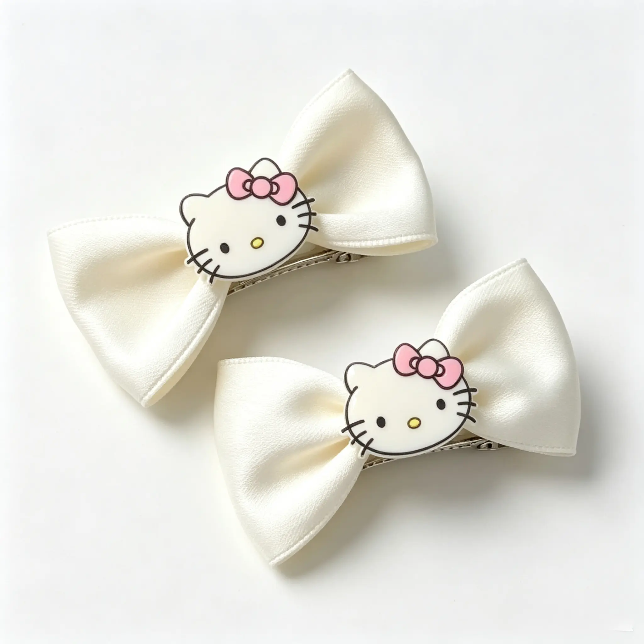 Sanrio Hello Kitty Bow Hair Clips Pair Cute Kawaii Cartoon Hair Barrettes Fashion Hair Decor for Girls & Teens