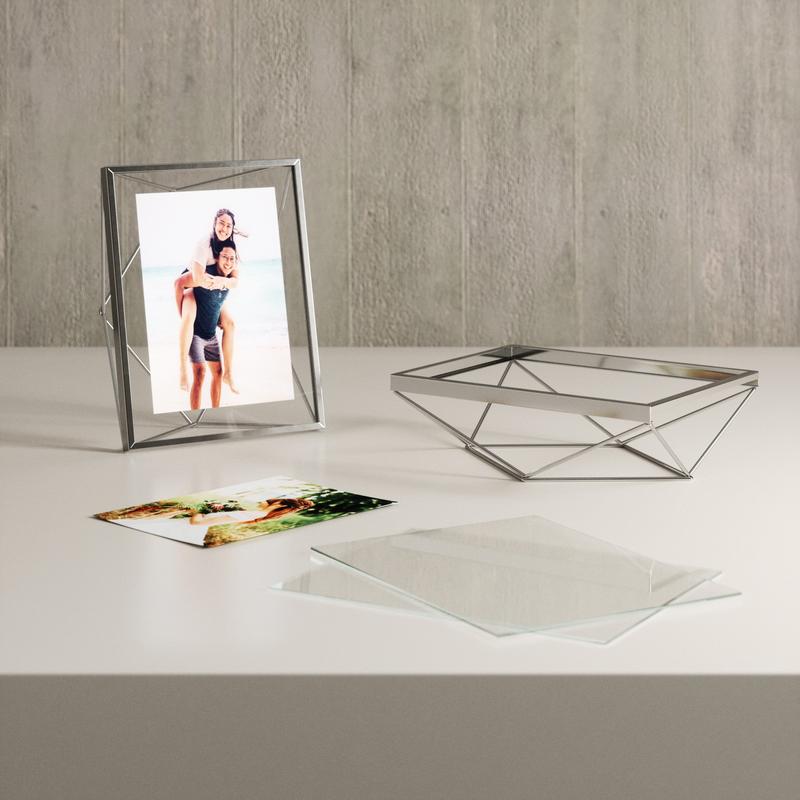 Umbra Prisma Picture Frame, Modern Geometric Wire Frame, Floating Photo Display for Wall or Tabletop Border Transparent
