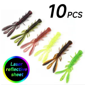10 Piece Shrimp Shape Soft Lure Set Simulation Fishing Lure with Laser Reflective Sheet, High Elasticity Tpe Material, Freshwater Saltwater Use, Multi-Color Options, Fishing Lures