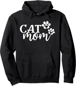 Cat Mom, Cat Paws Cat Lover Women s Funny Cute Cat Pullover Hoodie