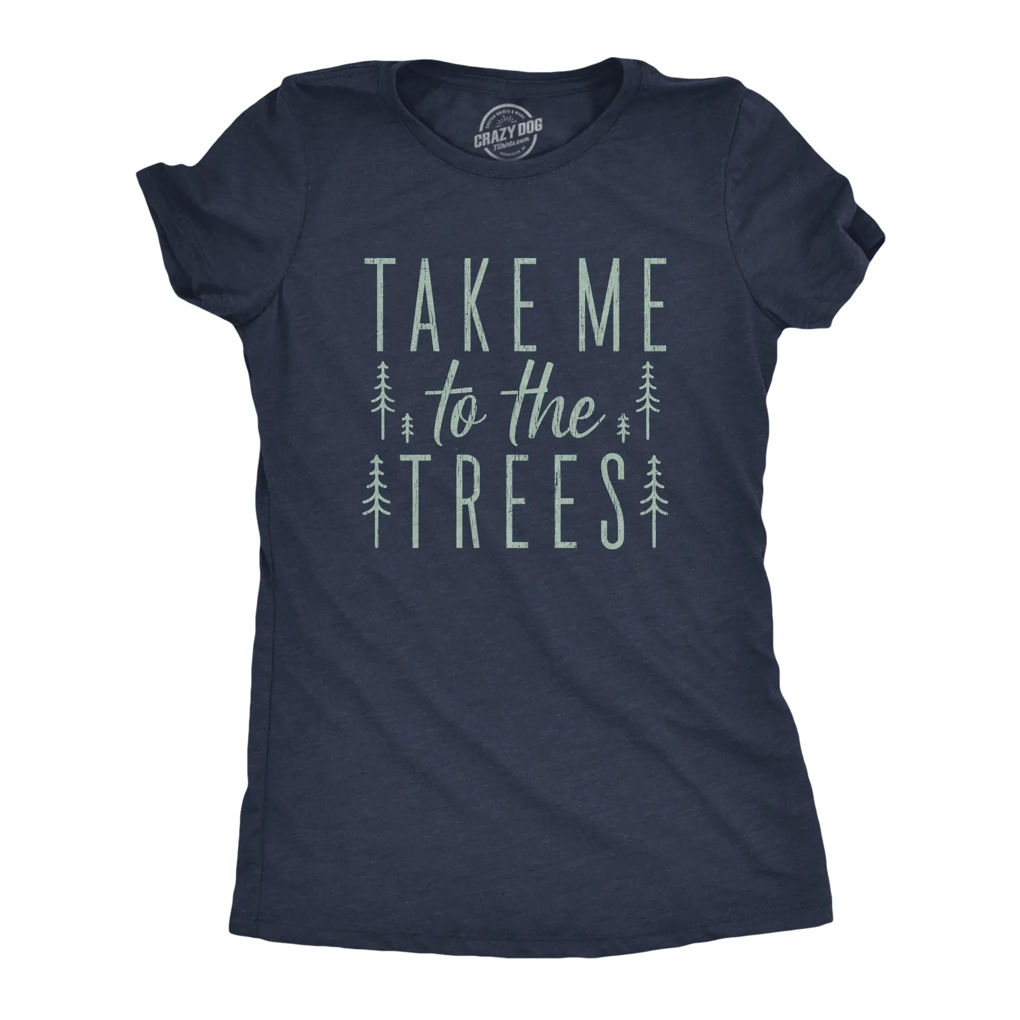 Womens Take Me to The Trees T Shirt Funny Camping Forest Woods Hiking Graphic Tee Funny Womens T Shirts Cute Vintage Fashion Casual Ladies T-Shirt Gift Funny Camping Top Women's Novelty Tees Navy