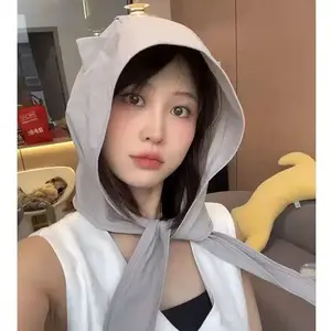 Little Devil Strap Quick-Dry Sun Protection Sun Hat for Women, Thin Ear-Protecting Headscarf Hat with Cute Cat Ears, Unique for Travel
