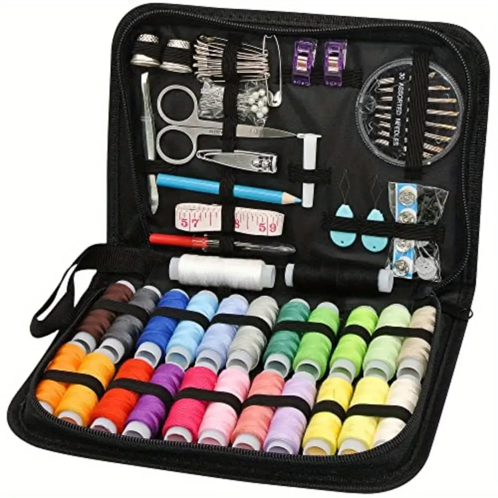 2026 New Premium Compact Oxford Fabric Sewing Kit with Case - Sewing Accessories, Tools, Thread Spools, Rainbow Threads, Sewing Clips, Fabric Organizer, Emergency Repair for Beginners, Women, Home Use (Large, Perfect Gift)
