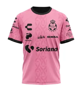 Men's LIGA MX Santos Laguna Club Special Pink Home Football Top, Professional Sports Clothing