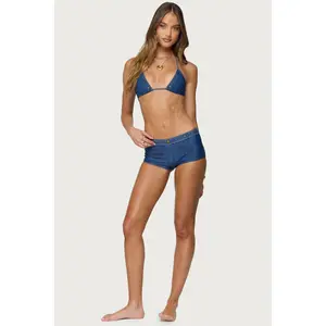 Agnes Denim Printed Boyshort Bikini Bottom