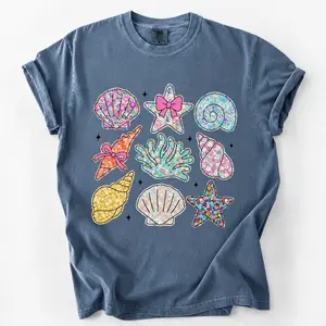 [Sale Up To 55%] Comfort Colors Coastal Seashell T-Shirt, Beach Starfish Graphic Tee, Cute Ocean Summer Aesthetic Shirt