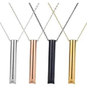 4 Pcs Mindfulness Breathing Necklace，Anxiety Breathe Easy Necklace ，Stress Relief Pendant Stainless Steel Anxiety Breathe Necklace  -Breathing Meditation Necklace