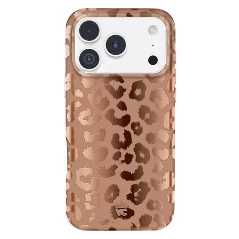 Velvet Caviar Metallic Bronze Chrome Leopard Print Smartphone Cover - Cute, Durable, Shockproof Drop Protection Phone Accessory for Women - Fits iPhone 18 Pro Max, 18 Pro, 17, 16, 15 & More (Wireless-Friendly)