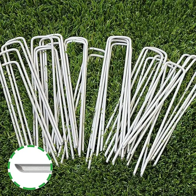 Heavy-Duty 11-Gauge Galvanized Alloy Steel U-Type Turf Staples - 6in Rust-Proof Ground Wires for Artificial Grass, Herb Garden Raised Beds, Landscape Edging