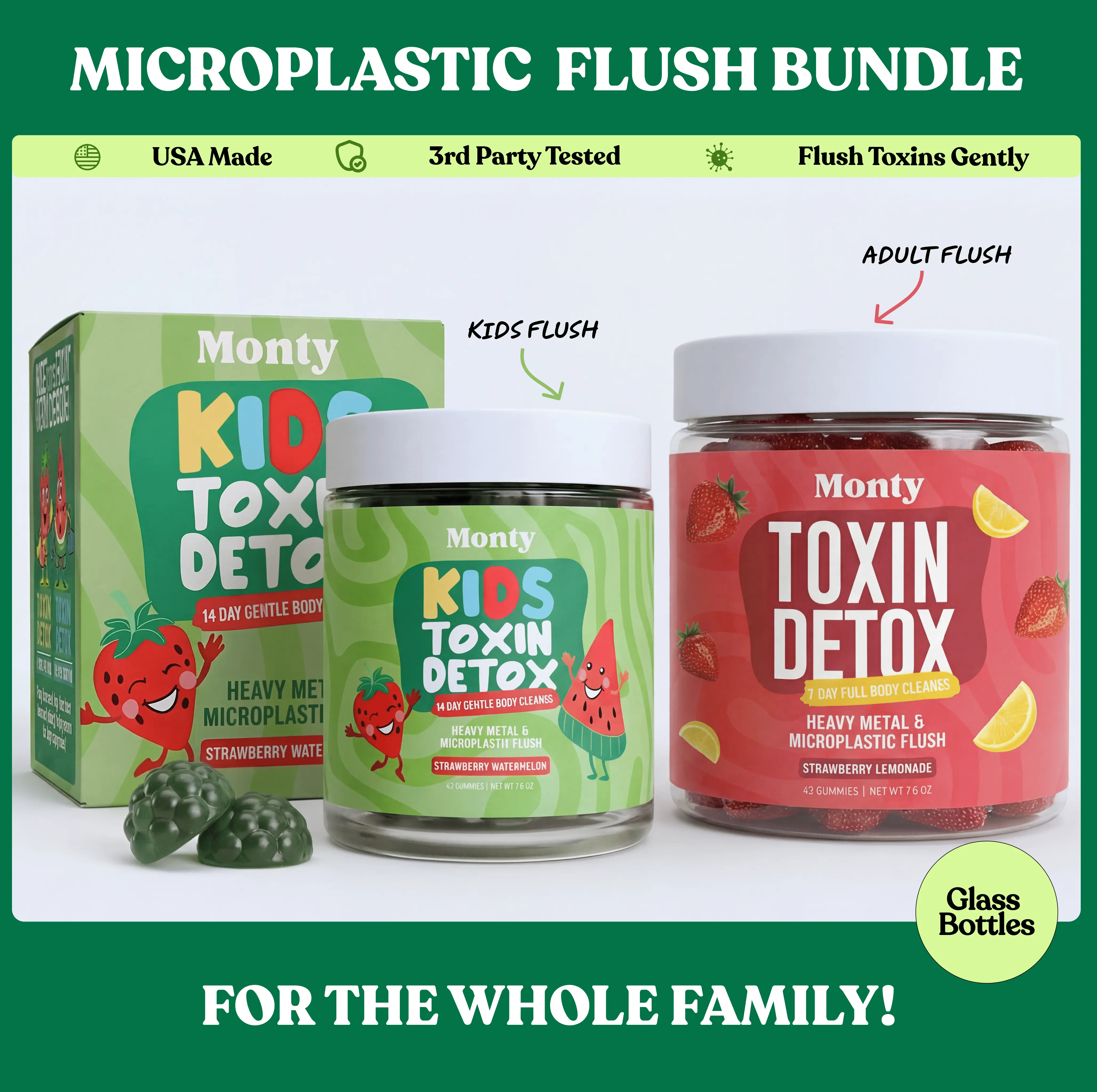 Microplastic Family Flush｜Full Body Cleanse with Zeolite & Chlorella｜Liver, Gut & Kidney Support