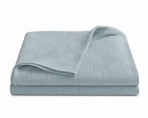 PARK & OZ Turkish Cotton Coverlet, 79 x 91 Inches, Checkerboard Textured Bedspread, Breathable Tightly Woven Bedding Layer, Made in Turkey (GREEN CLAY)