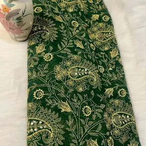 Green heavy work jorget saree