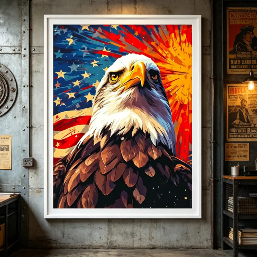 Bald Eagle Full-Diamond Circular Diamond Painting Kit - Military Patriotic Adult DIY Needlework Craft, Stress Relief Decor for Living Rooms, 30x40 cm Gift Option, Adults