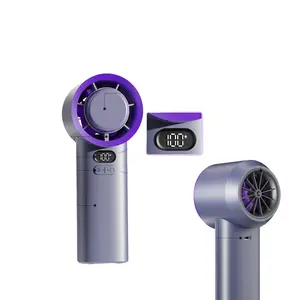 Portable Handheld Turbo Fan, 100 Speeds Adjustable USB Rechargeable Fan Battery Operated, Digital Display, 3600 mAh Mini Jet Fan Cooling Fan for Travel, Camping, Outdoor (Grey)