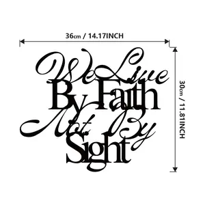 Inspirational Metal Wall Art We Live By Faith Not By Sight 36cm x 30cm Christian Bible Verse Decor Religious Symbols Ornaments for Homes & Churches