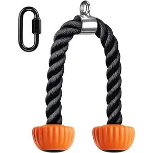 Kipika Tricep Rope, Cable Machine Attachments Pulley System Gym Pull Down Rope, Heavy Duty Nylon Rope with Soft Rubber Ends