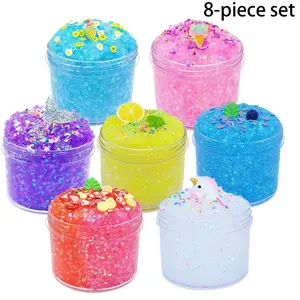 8pcs 70ML Slime Set, Transparent Crystal Mud, Fruit Animal Colorful Slime Kit, Fun DIY Craft Supplies for Kids and Adults