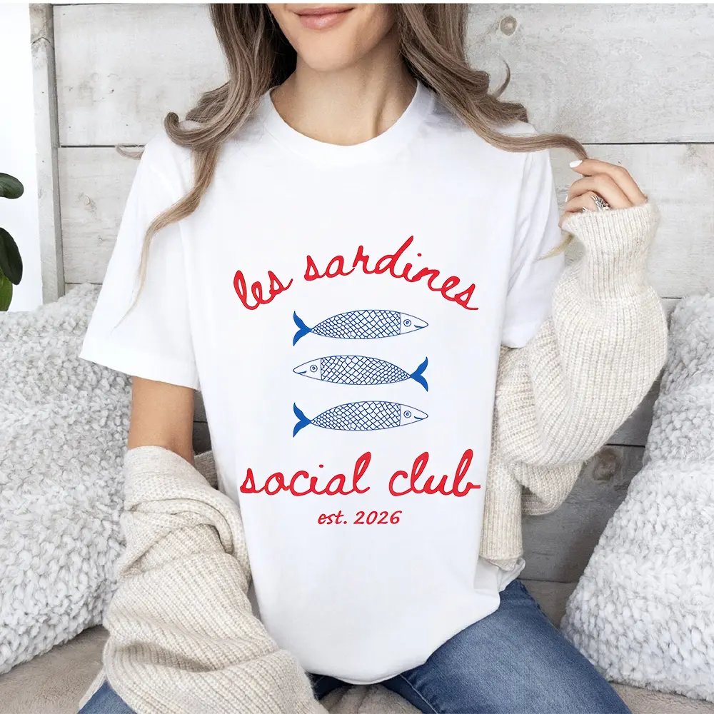 Les Sardines Social Club Shirt, Tinned Fish T-Shirt, Portugal Travel Gift, Sardine Coastal Aesthetic Fish Tee, Seafood Lover