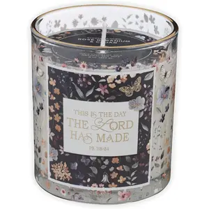 This Is the Day Rose Geranium and Cedar Scented Candle in a Glass Jar - Psalm.