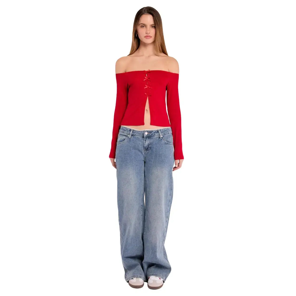 PTCL Vive Low Rise Wide Leg Jean With Pearl