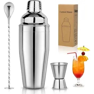 24oz  Shaker Set Martini Shaker Set Bartender Set with Margarita Mixer Drink Shaker, Measuring Jigger and Mixing Spoon - Professional 18/8 Stainless Steel Bar Tools for  Drinks