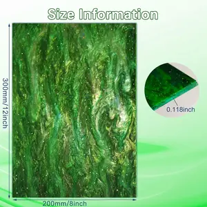 Pearl Glitter Cast Acrylic Sheet 1/8 for Laser Cutting 12x8 Inch Sparkly Water Stream Pattern Colored Acrylic Sheets for Laser Engraving,Crafts,DIY Projects(12x8 Inch, Green, 2)