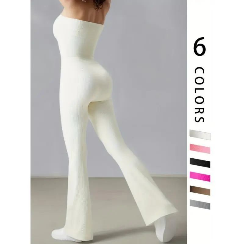 Seamless Tube Top Bodysuit, Women'S Slimming Jumpsuit, Fitness Apparel, Yoga Wear, Gym Activewear, Stretchable Body Shaper, Sleeveless Flare Jumpsuit