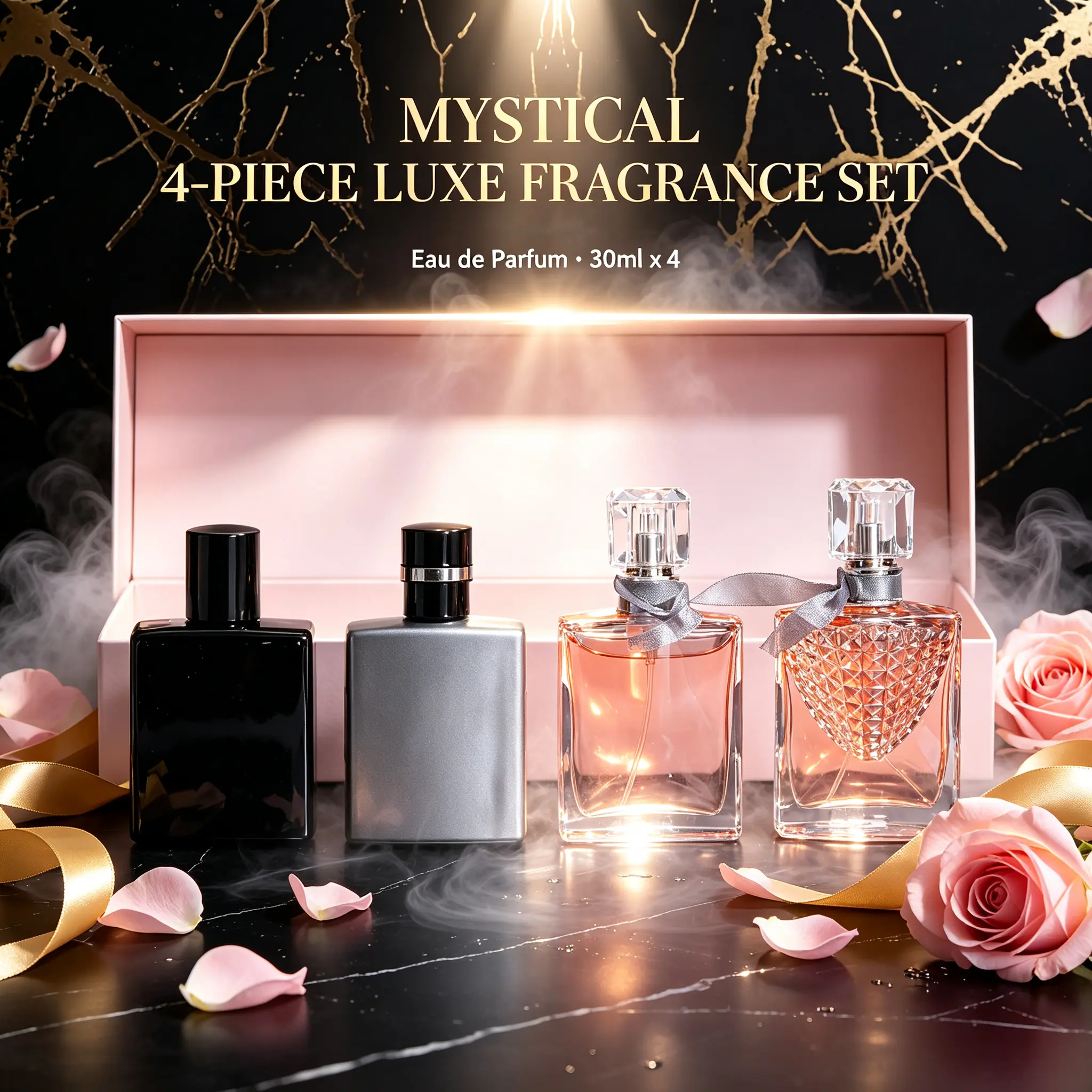 MYSTICAL Luxury Fragrance Gift Set,4-Piece Long-Lasting Eau De Parfum Travel Spray Collection for Couples. Fresh Fragrances for Daily Life & Dates,charm woman Gift for Mother’s Day,Valentine’s Day,Christmas&holiday Summer Gifting.unique unique