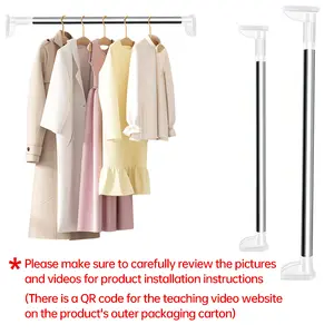 Drill-Free Telescopic Tension Rod for Hanging Clothes,adjustable Rod Without Drilling,Stainless Steel Curtain Hanging Rack, For Bathroom, Window, Closet, Room Divider (80-160cm) Upgraded and thicker pipe diameter for enhanced load-bearing capacity