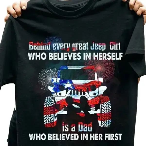 Jeep Girl And Dad T Shirt, Jeep Tee shirts, Gift For Jeep Lovers, Jeep Shirt Casual Classic Cotton Fabric Cotton Fabric