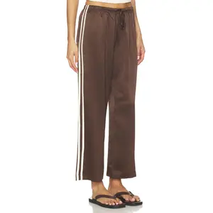 DONNI. The Silk Stripe Crop Pant in Espresso