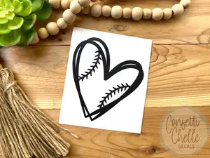 Baseball Decal | Heart Decal | Baseball Heart Decal